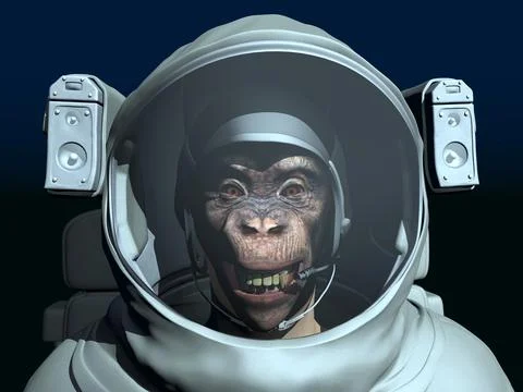 Chimpanzee in space suit Stock Illustration