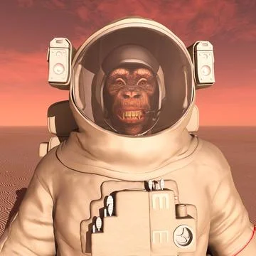 Chimpanzee in space suit on Mars Stock Illustration