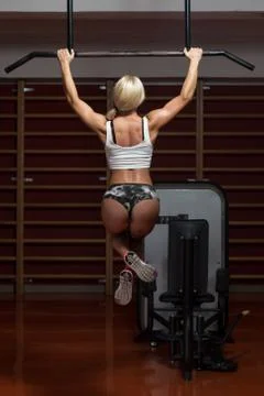 Chin ups workout for back Stock Photos