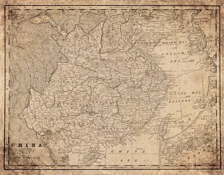 China  19th Century Map Stock Illustration