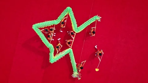China 1th 2024: Dragon Dance  national intangible cultural heritage performance Stock Footage 324813002