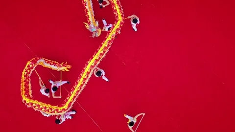 China 1th 2024: Dragon Dance  national intangible cultural heritage performance Stock Footage 324813140