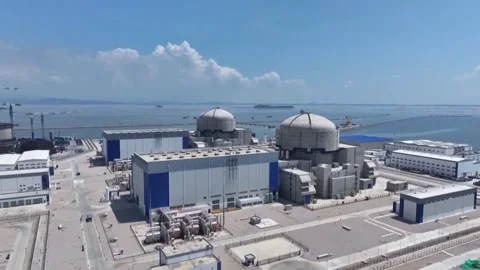 China: 2nd power generation unit of Zhangzhou nuclear power project begin... Stock Footage 325440494