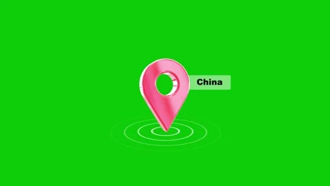 China 3D Location Pin Map Marker Animation on Green Screen Background. Video stock 324768684