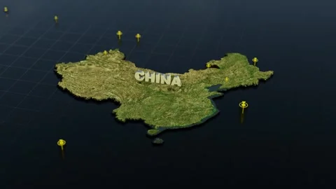 China 3D Map With Animation Stock Footage 303182884