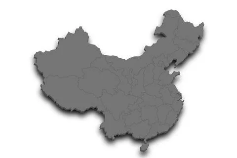 China 3d map with provinces and color. China country, cn, people's republic.. Stock Illustration