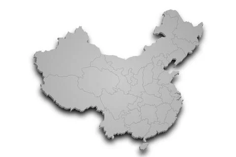 China 3d map with provinces and color. China country, cn, people's republic.. Stock Illustration