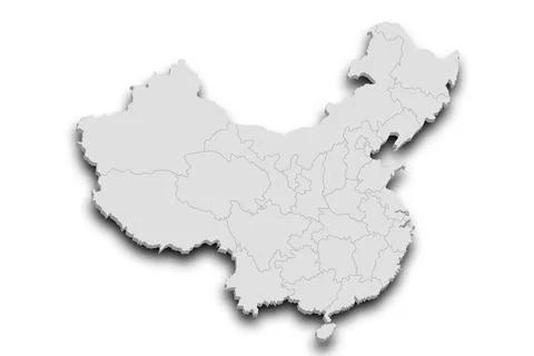 China 3d map with provinces and color. China country, cn, people's republic.. Stock Illustration