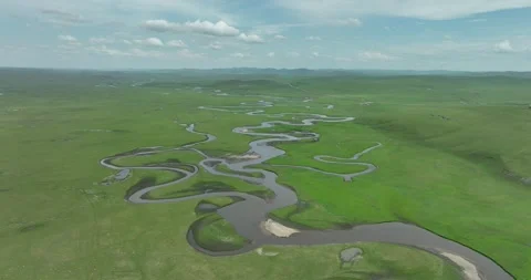 China Aerial Drone View: Beautiful  Morgue River in Hulunbuir Video Video stock 280477953