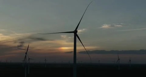 China Aerial Drone View: wind power station Stock Footage 280489153