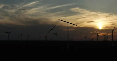 China Aerial Drone View: wind power station Stock Footage 280489349