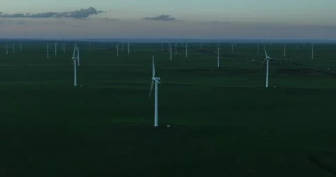 China Aerial Drone View: wind power station Stock Footage 280489892