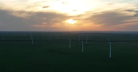 China Aerial Drone View: wind power station Stock Footage 280489938
