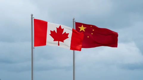 China and Canada flag Stock Footage 252023257
