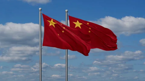 China and China two flags Stock Footage 279568977