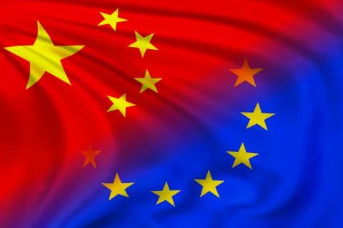 China and EU flag イラスト素材