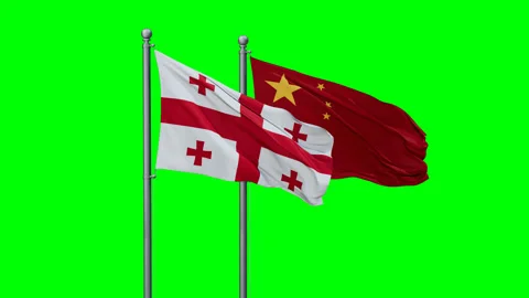 China and Georgia two flags Stock Footage 293208386