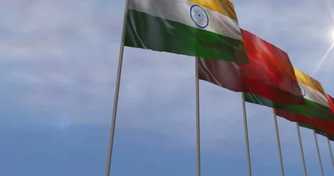 China and India waving flags seamless loop Stock Footage 324951090