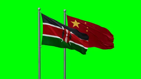 China and Kenya two flags Stock Footage 291855446