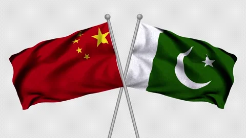 China and Pakistan Flags Stock Footage 340384795