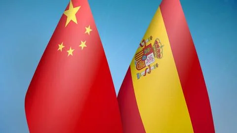 China and Spain two flags Illustrazione stock