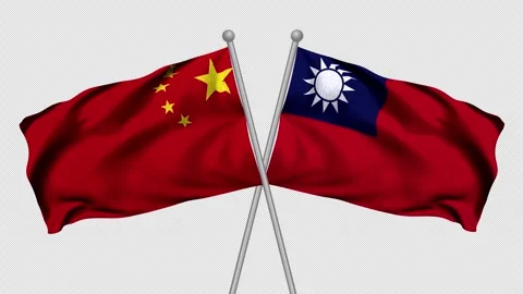 China and Taiwan Flags Stock Footage 340399730