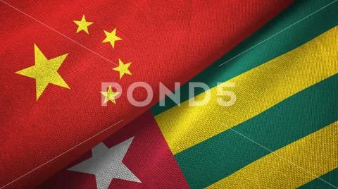 China and Togo two flags textile cloth, fabric texture Stock Photos