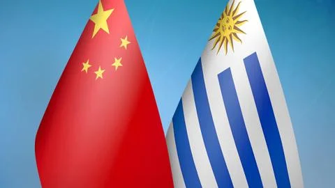 China and Uruguay two flags Stock Illustration