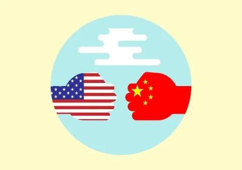 China and USA business flat design Stock Illustration