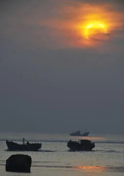China Annular Solar Eclipse - Jan 2010 Stock Photos