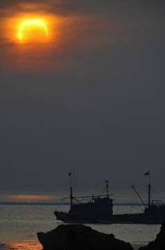 China Annular Solar Eclipse - Jan 2010 Stock Photos