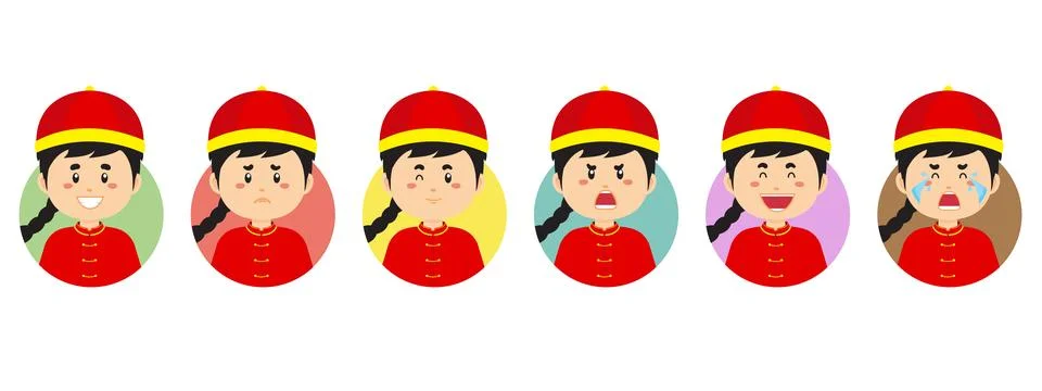 China Avatar with Various Expression Stock Illustration