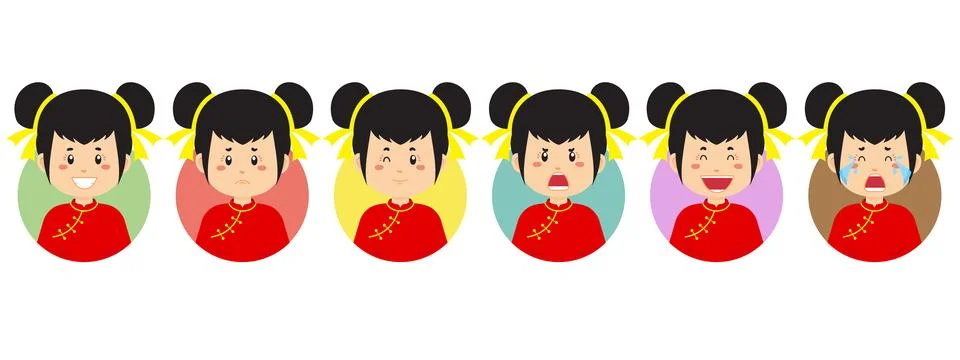 China Avatar with Various Expression Stock Illustration