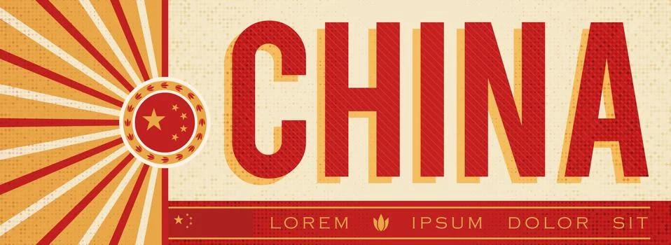China Banner design, typographic vector illustration, Chinese Flag colors. Stock Illustration