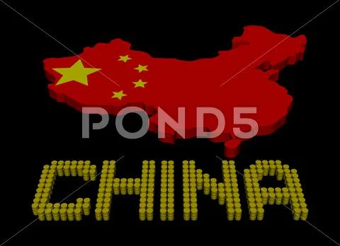 China barrel text with map flag illustration Stock Illustration