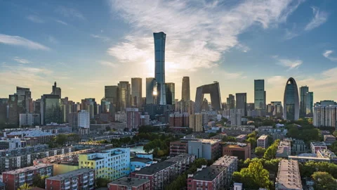 China Beijing building complex city scenery sunset time-lapse material Stock Footage 296077609
