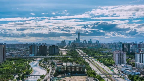 China Beijing CBD time-lapse photography of traffic Stock Footage 283854427