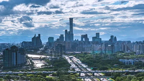 China Beijing CBD time-lapse photography of traffic Stock Footage 283865114