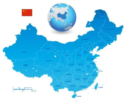 China Blue vector map Set Stock Illustration