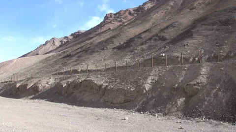 China border, buffer zone, Tajikistan, driving, fence, security Stock Footage 28766753