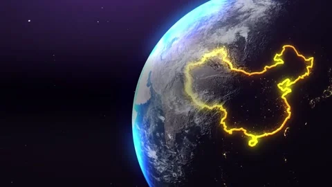 China border outline from space 스톡 동영상 194425104