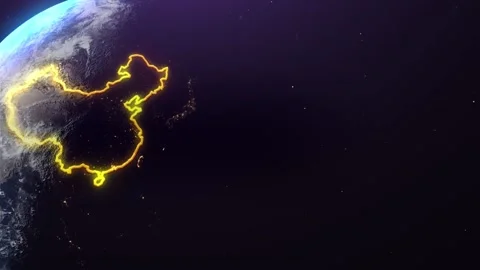 China border outline from space Stock Footage 195691356