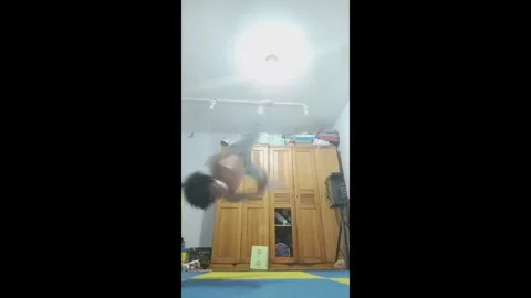 China: Boy shows off impressive breakdancing moves in Liaoning, China Video stock 320742438