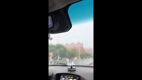 China: Broken windscreen wiper fails to clear fog in Jilin, China Stock Footage 320912463