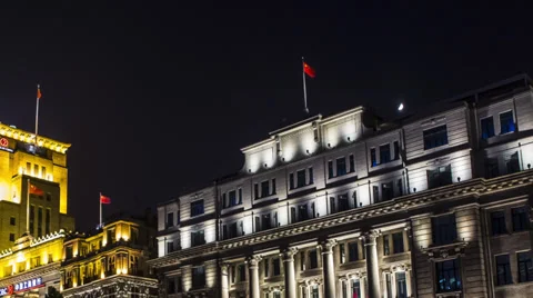 China Bund Time Lapse with Flags Stock Footage 39647540