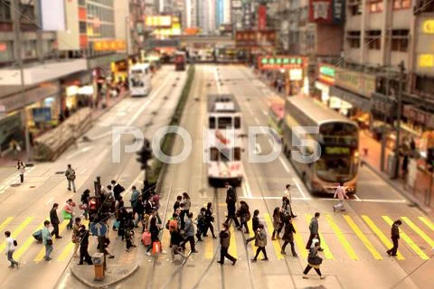 China, Causeway Bay, Hong Kong, People crossing pedestrian lane Stock Photos