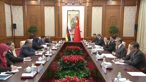 China: China, Brunei reaffirm commitment to strengthening ties as senior ... 스톡 동영상 323395201