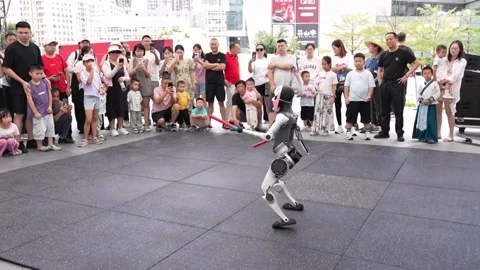 China: Chinese cities integrate smart robots, drones into festive perform... Stock Footage 320809451