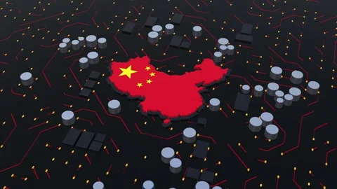 China chipset on a circuit board Animation Stock Footage 309340777