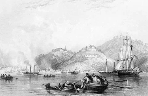  China: Close of the Attack on Chapoo . First Opium War (1839-1842) by Tho... Stock Photos